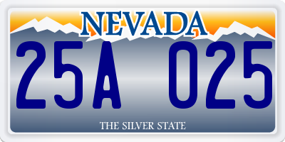NV license plate 25A025