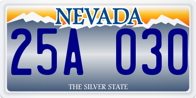 NV license plate 25A030