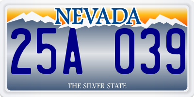 NV license plate 25A039