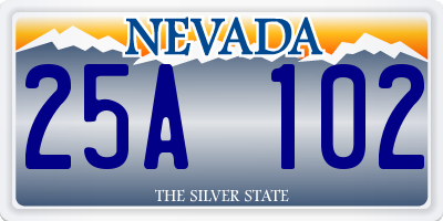NV license plate 25A102