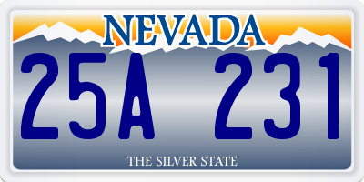 NV license plate 25A231