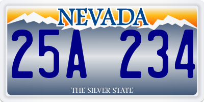 NV license plate 25A234