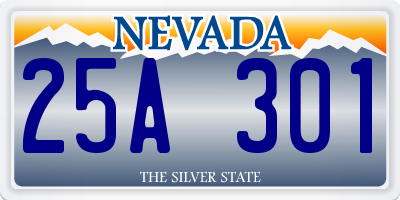 NV license plate 25A301