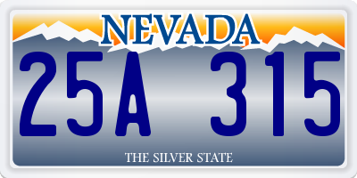 NV license plate 25A315