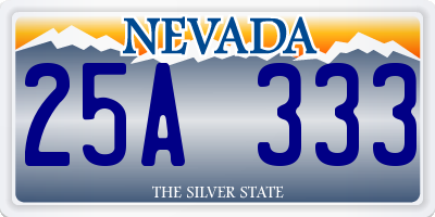 NV license plate 25A333