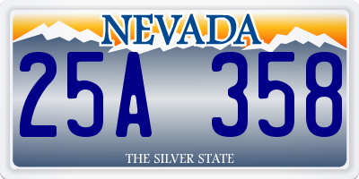 NV license plate 25A358