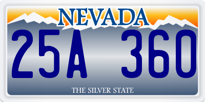 NV license plate 25A360
