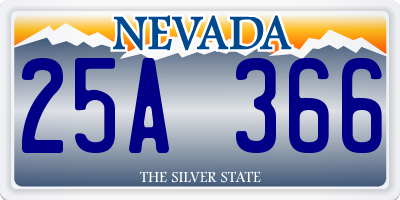 NV license plate 25A366