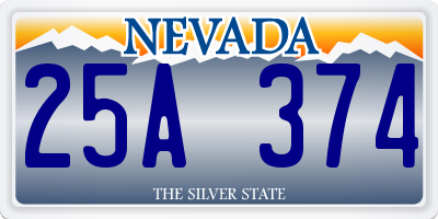 NV license plate 25A374
