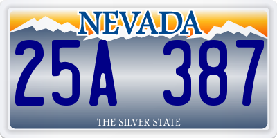 NV license plate 25A387