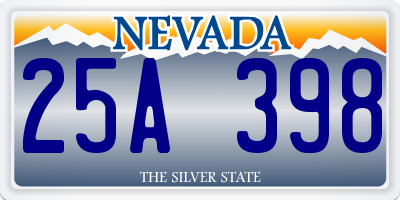 NV license plate 25A398