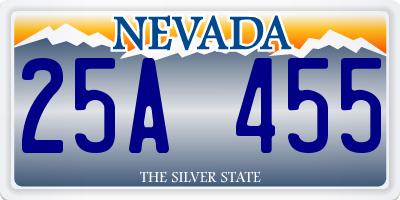 NV license plate 25A455