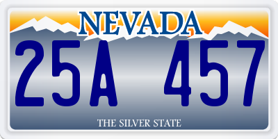 NV license plate 25A457