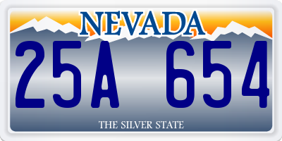 NV license plate 25A654