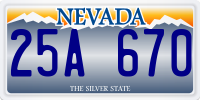 NV license plate 25A670