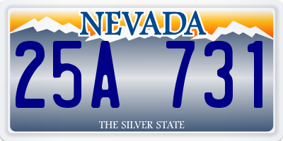 NV license plate 25A731