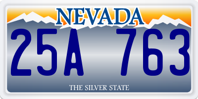 NV license plate 25A763