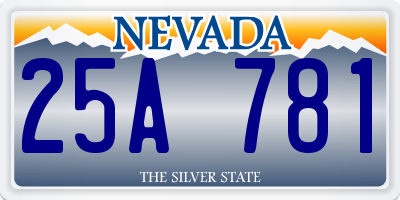 NV license plate 25A781