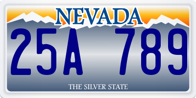 NV license plate 25A789