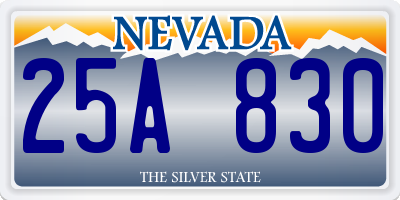 NV license plate 25A830