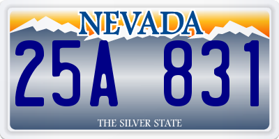 NV license plate 25A831