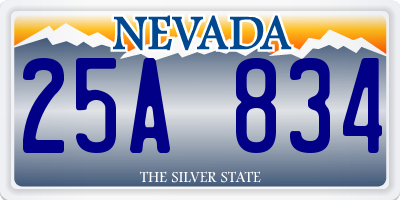 NV license plate 25A834