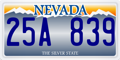 NV license plate 25A839