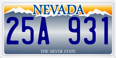 NV license plate 25A931