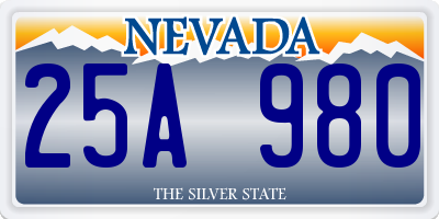 NV license plate 25A980