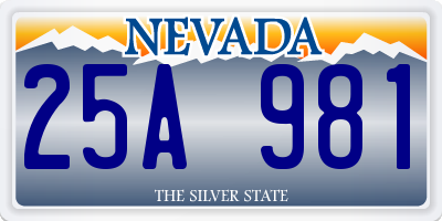 NV license plate 25A981