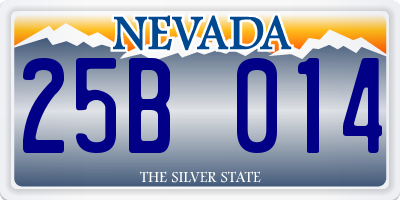 NV license plate 25B014