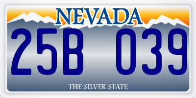 NV license plate 25B039