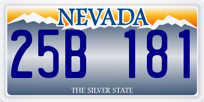 NV license plate 25B181
