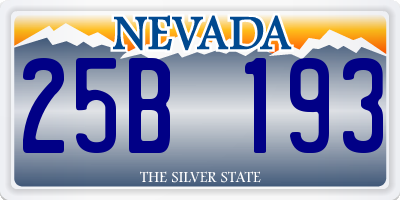 NV license plate 25B193