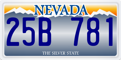 NV license plate 25B781