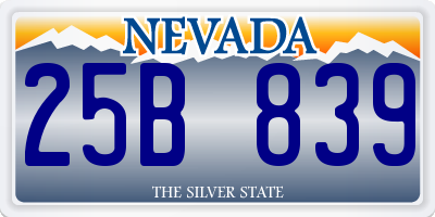 NV license plate 25B839