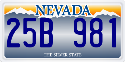 NV license plate 25B981