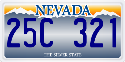 NV license plate 25C321