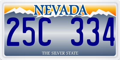 NV license plate 25C334