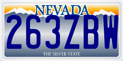 NV license plate 263ZBW