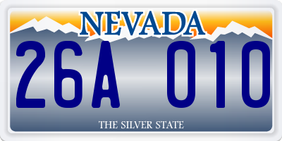 NV license plate 26A010