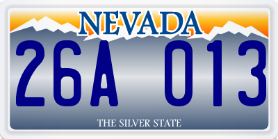 NV license plate 26A013