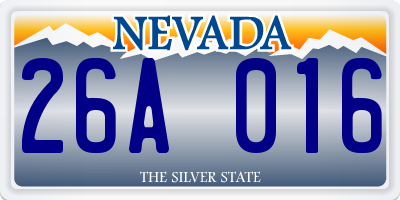 NV license plate 26A016