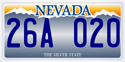 NV license plate 26A020