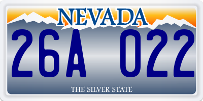 NV license plate 26A022