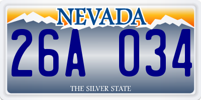 NV license plate 26A034