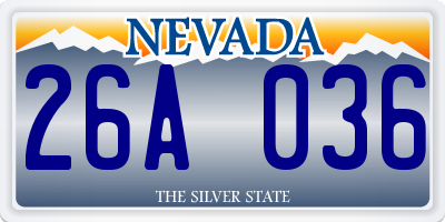 NV license plate 26A036