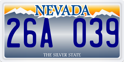 NV license plate 26A039