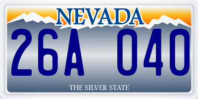 NV license plate 26A040