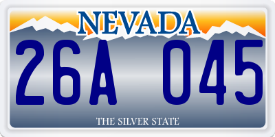NV license plate 26A045